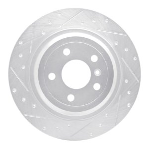 Mercedes-Benz GLE300D Brake Rotor (1) - Rear Left - R1 Concepts - Drilled & Slotted - Silver - `12-`18